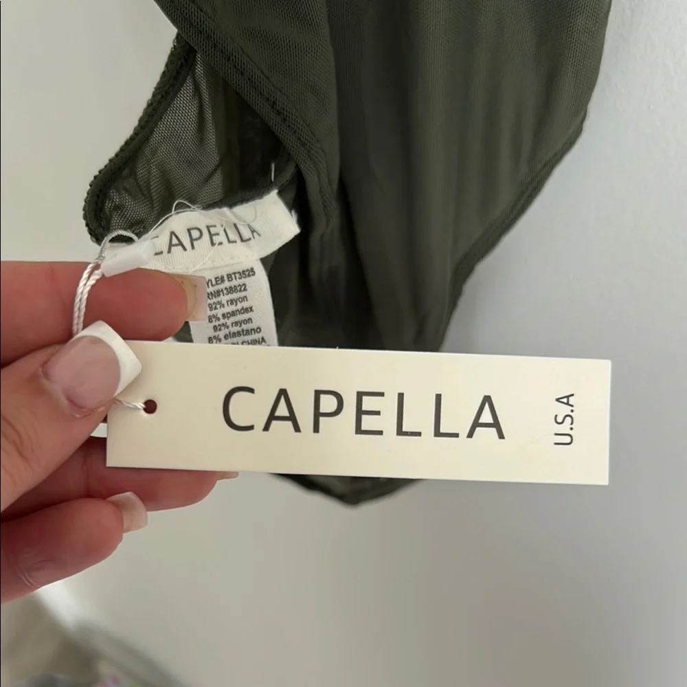 CAPELLA Olive green bodysuit sheer dark fairy romantic